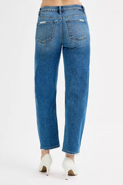 RISEN Tummy Control High Rise Ankle Slim Barrel Jeans | Jeans Daverri Fashions