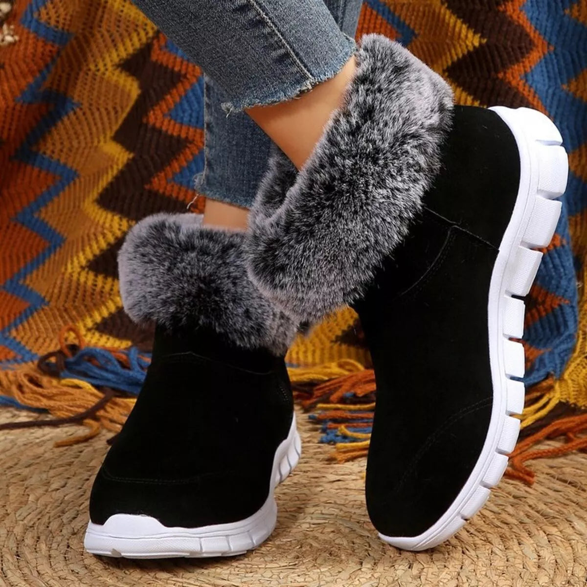 Side Zip Faux Fur Boots | Boots Daverri Fashions