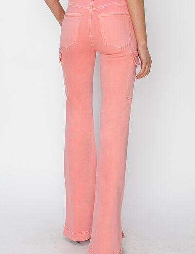 RISEN Full Size High Rise Side Slit Cargo Bootcut Jeans | Jeans Daverri Fashions