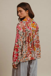 BiBi Woven Floral Printed Shirt Top | Tops Daverri Fashions