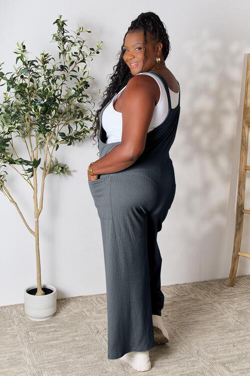 Double Take Full Size Wide Strap Overall with Pockets | Overalls Daverri Fashions