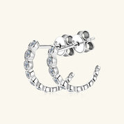 Inlaid Moissanite 925 Sterling Silver C-Hoop Earrings | Sterling Silver Earrings Daverri Fashions