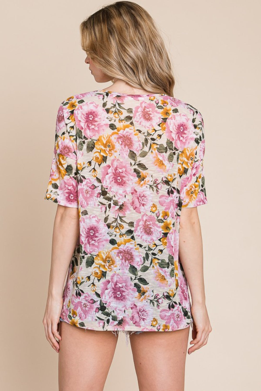 BOMBOM Floral Round Neck T-Shirt | Daverri Fashions