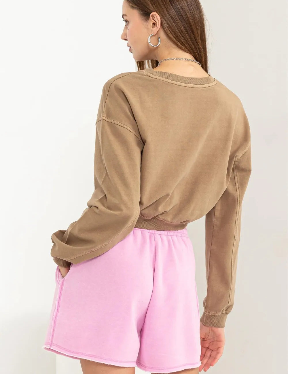 HYFVE Round Neck Long Sleeve Cropped Sweatshirt | Sweatshirts Daverri Fashions