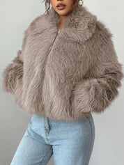 Fuzzy Zip Up Cropped Jacket | Jackets Daverri Fashions