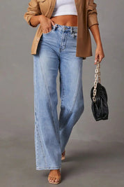 High Waist Straight Jeans with Pockets | Jeans Daverri Fashions
