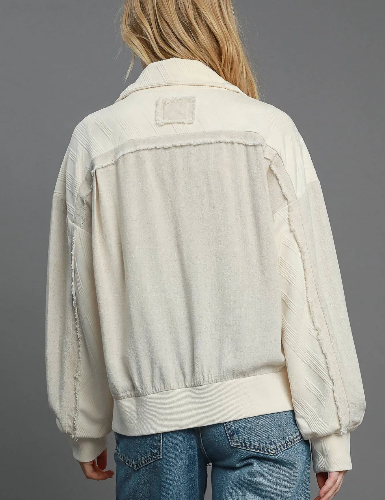 Umgee Two-Way Jacquard Zip-Up Jacket | Daverri Fashions