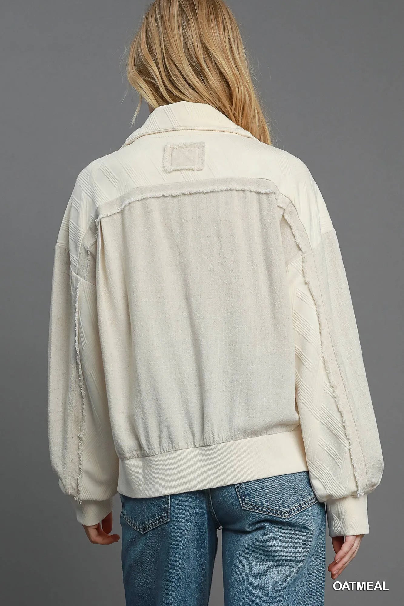 Umgee Two-Way Jacquard Zip-Up Jacket | Daverri Fashions