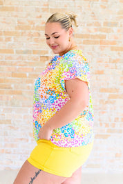Multi Colored V-Neck Flutter Sleeve Blouse | Blouses Daverri Fashions