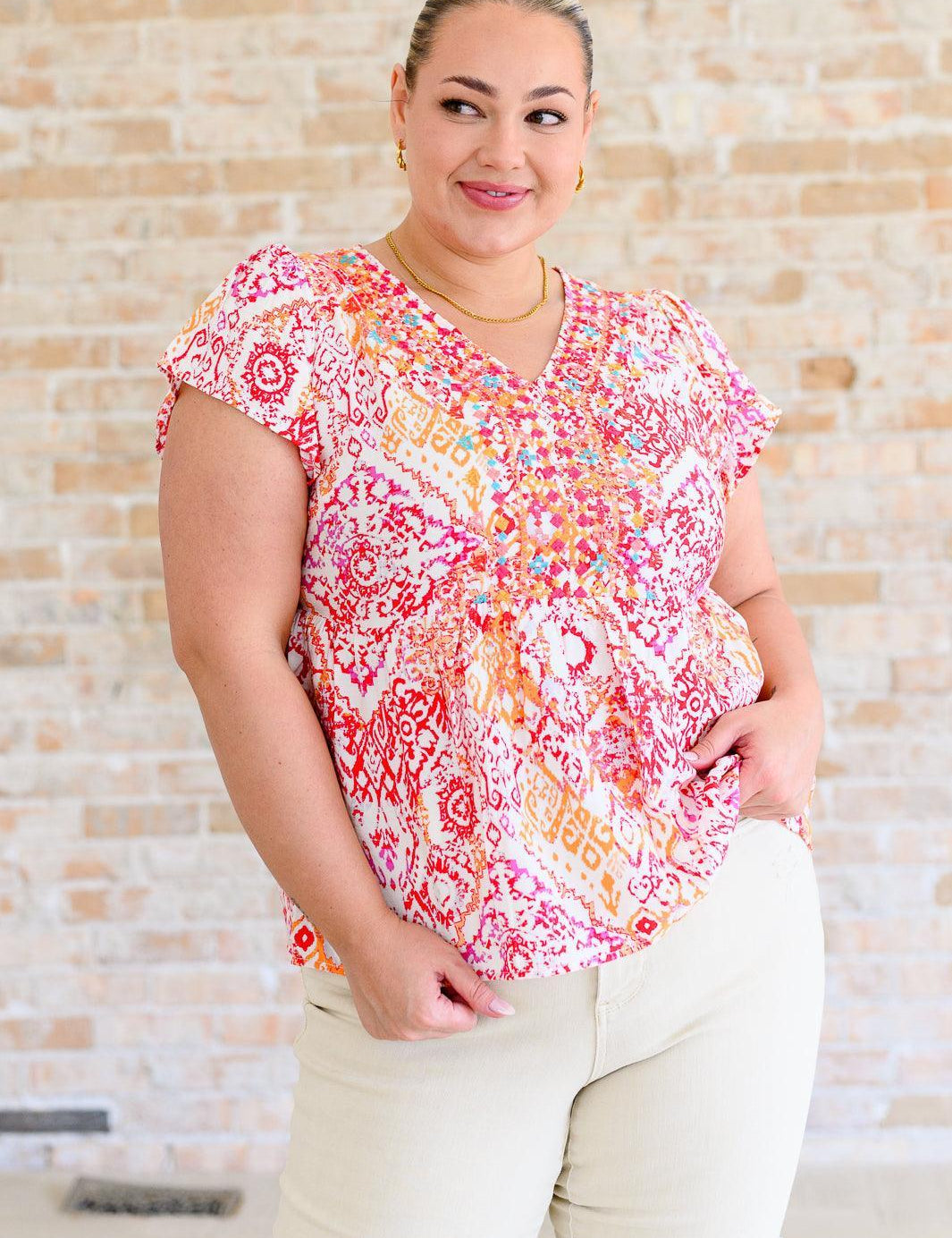 A Matter of Time Flutter Sleeve Top in Multi | Tops Daverri Fashions