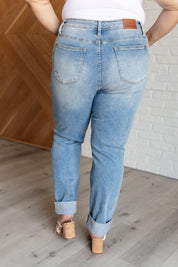 Judy Blue High Rise Patch Pocket Distressed Boyfriend Jeans | Jeans Daverri Fashions