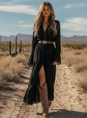 Full Size Lace Detail Long Sleeve Maxi Dress Plus Size | Maxi Dresses Daverri Fashions