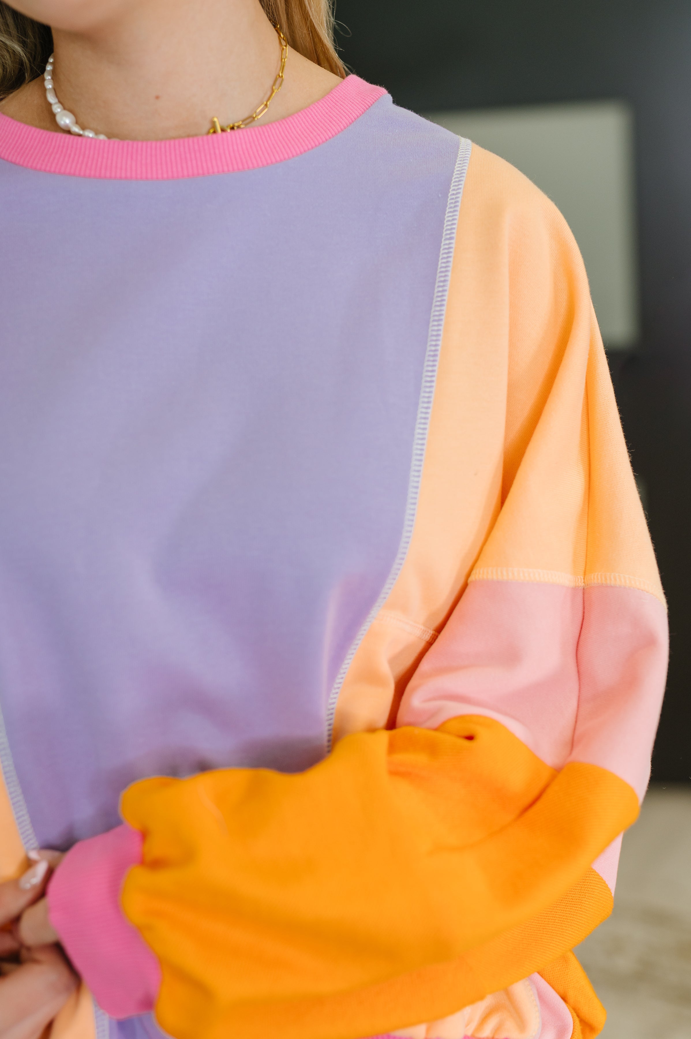 Dolman Sleeve Color Block Pullover | Pullovers Daverri Fashions