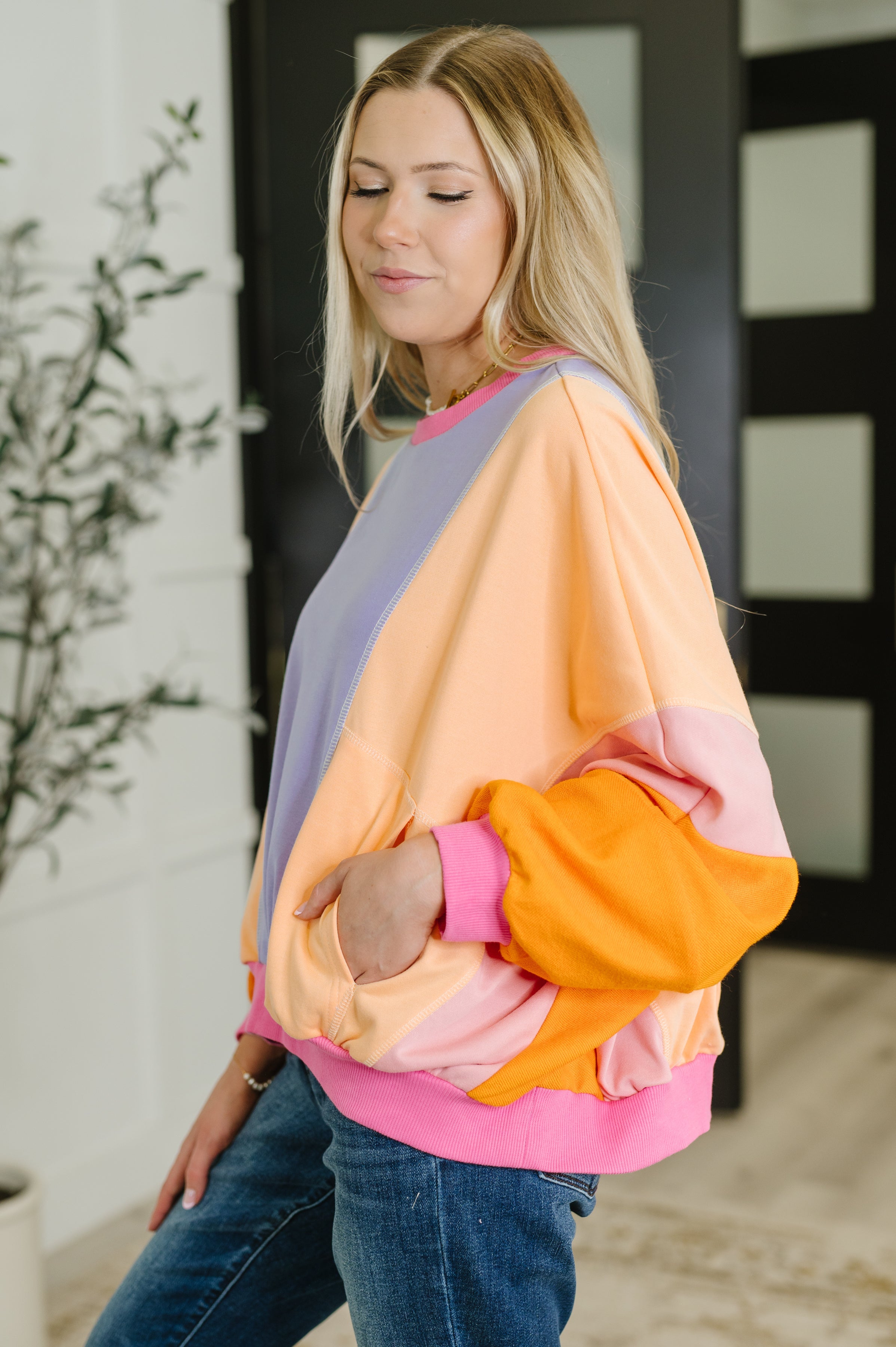 Dolman Sleeve Color Block Pullover | Pullovers Daverri Fashions