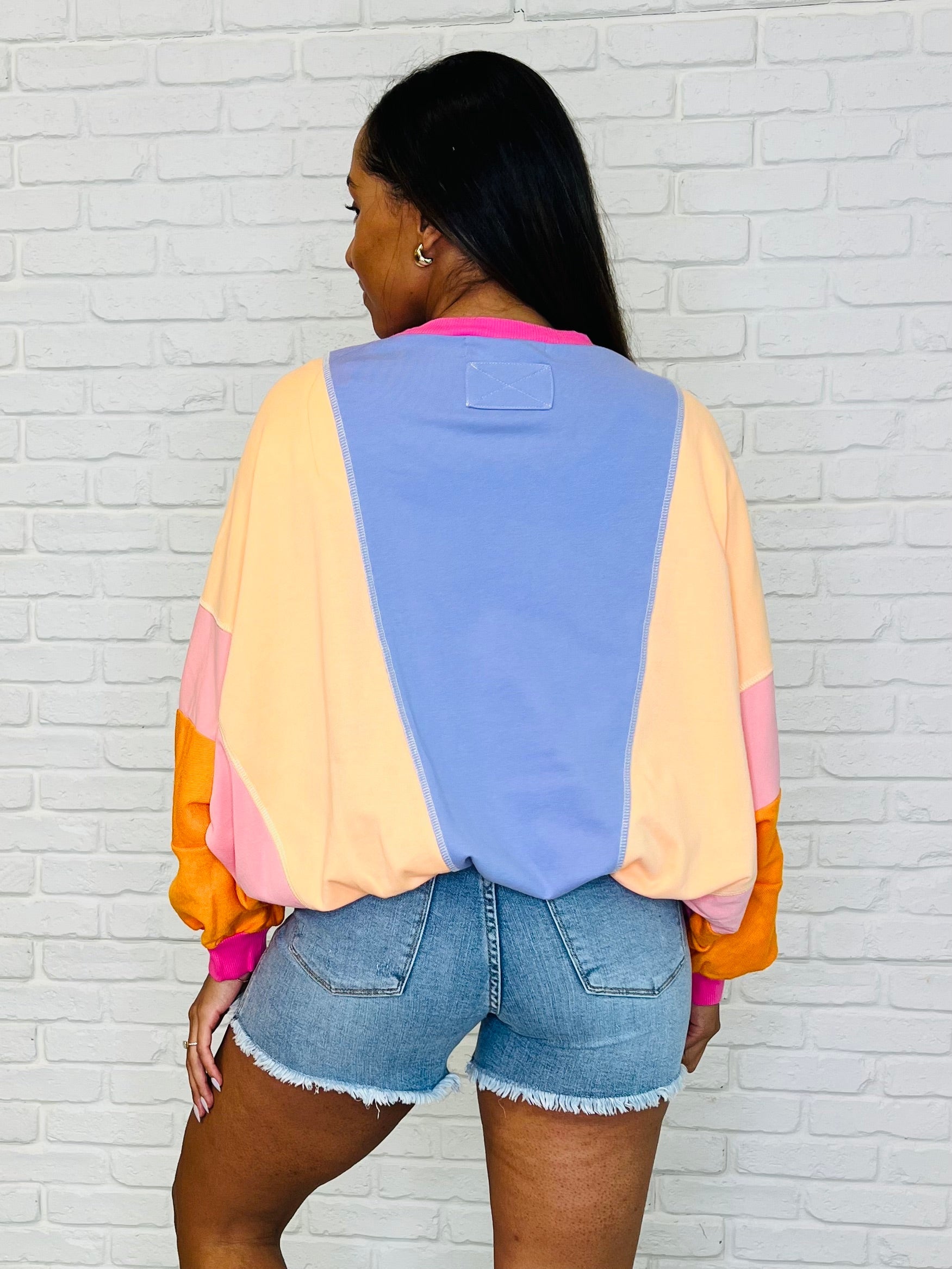 Dolman Sleeve Color Block Pullover | Pullovers Daverri Fashions