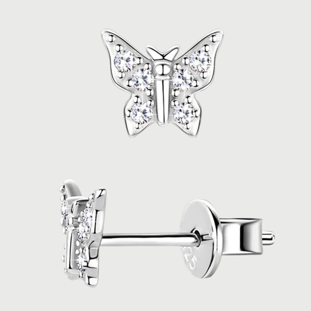 Moissanite 925 Sterling Silver Butterfly Stud Earrings | Sterling Silver Earrings Daverri Fashions