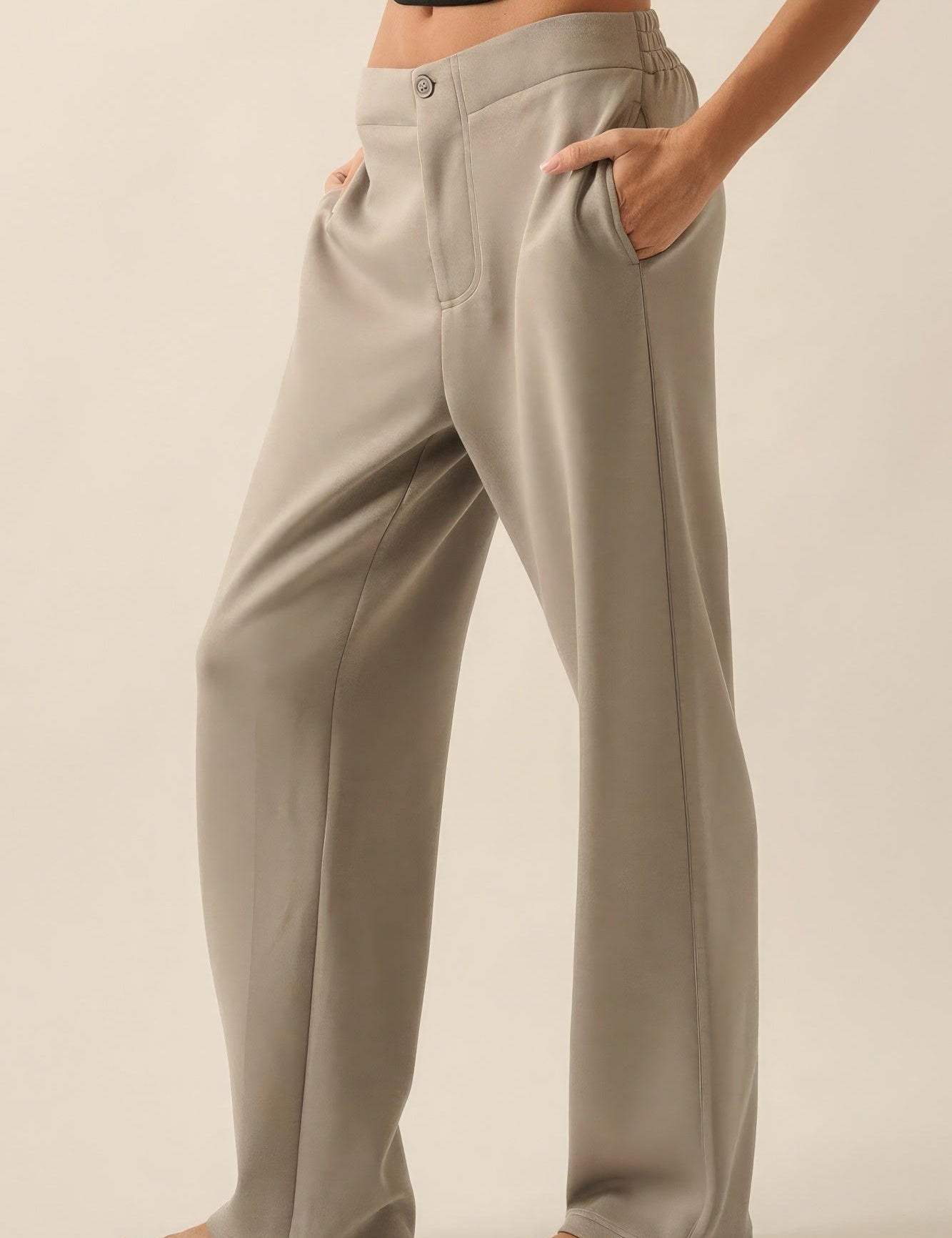 Premium Scuba High Waist Button Zip Up Fly Pants | Pants Daverri Fashions
