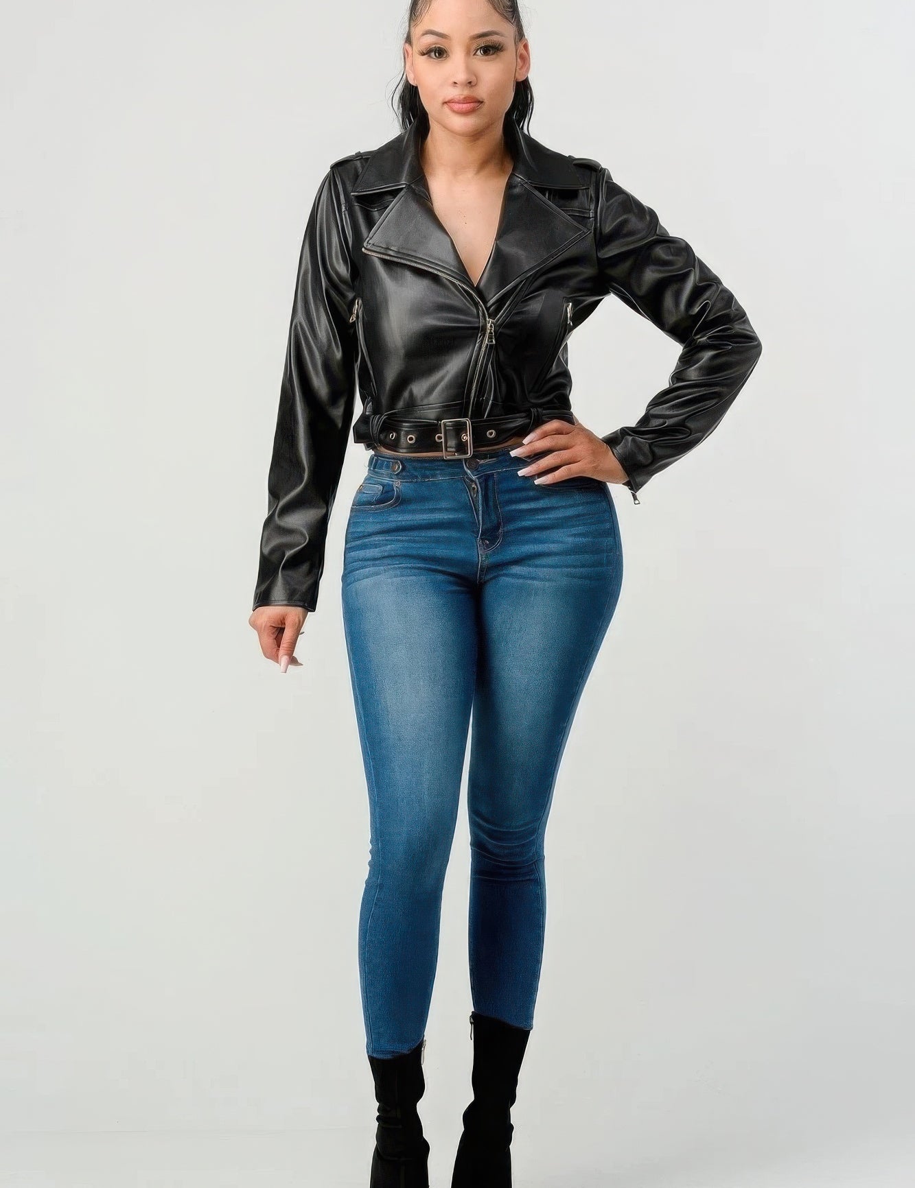 Faux Leather Moto Jacket | Jackets Daverri Fashions