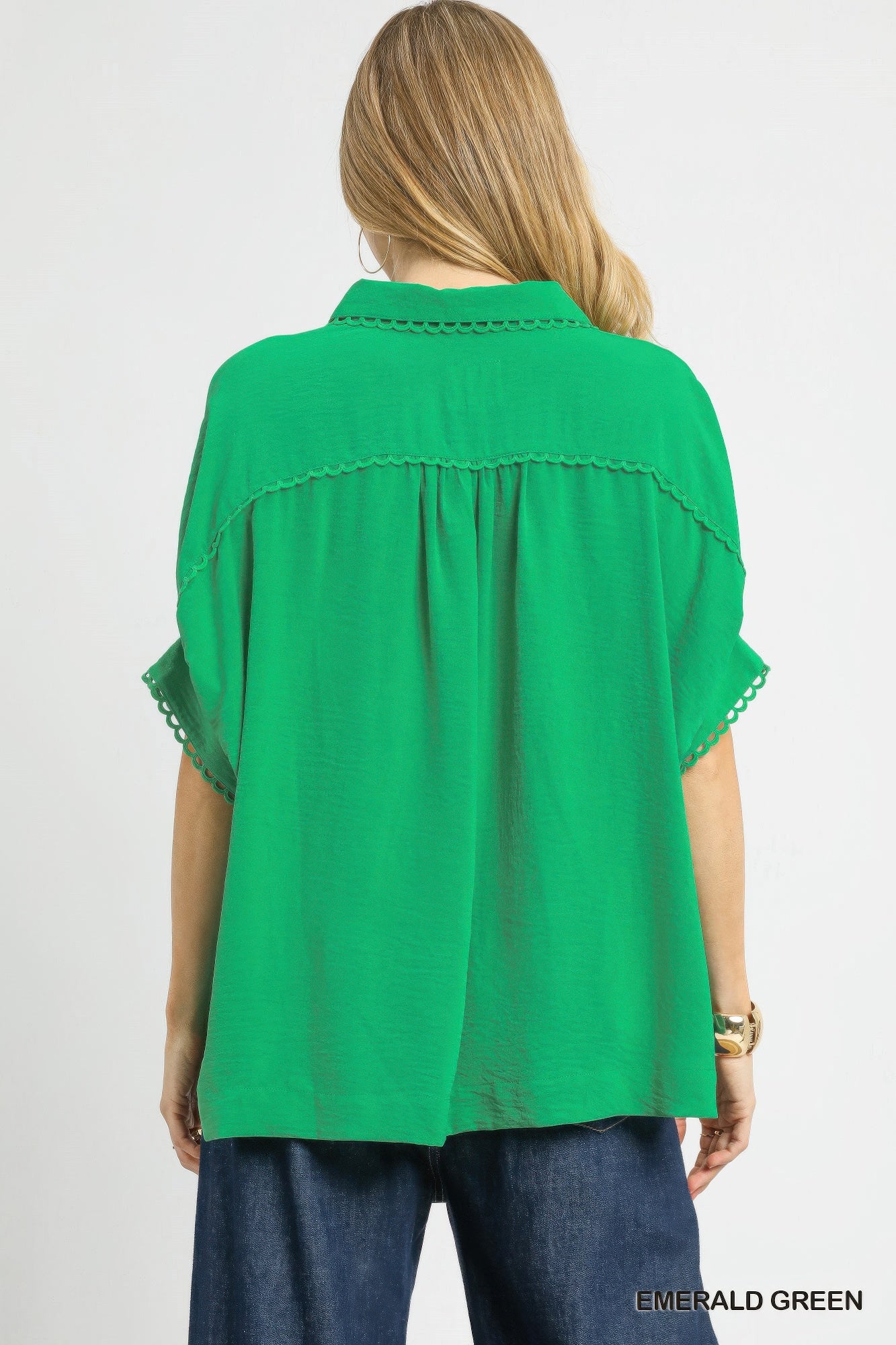 Fresh Flair Scallop Trim Blouse | Daverri Fashions