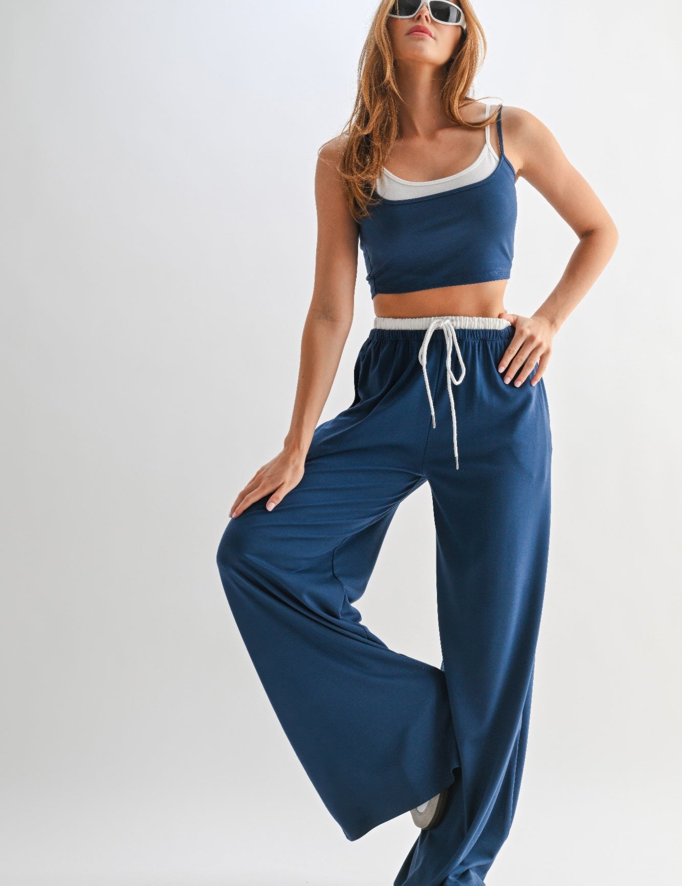Drawstring Lounge Pants & Crop Top Set | Outfit Sets Daverri Fashions