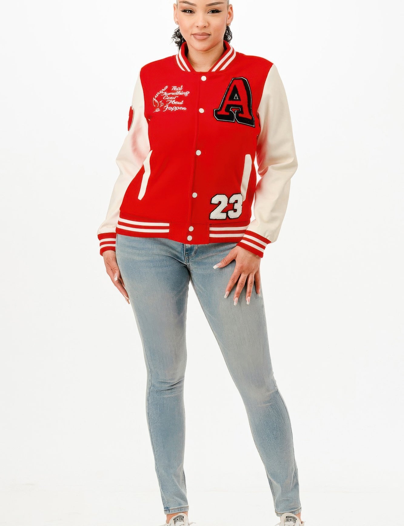 Patch Varsity Bomber Jacket | Daverri Fashions
