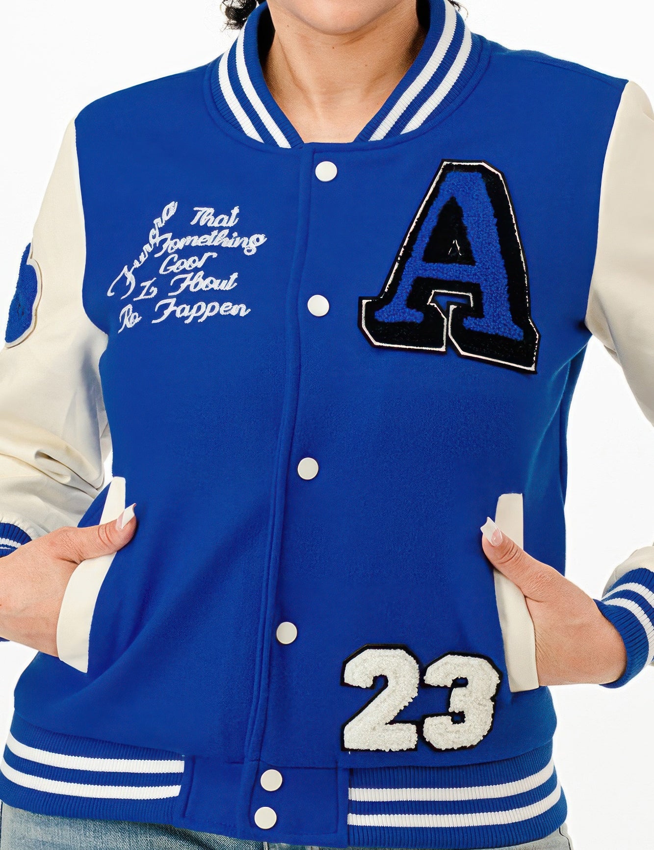 Patch Varsity Bomber Jacket | Daverri Fashions