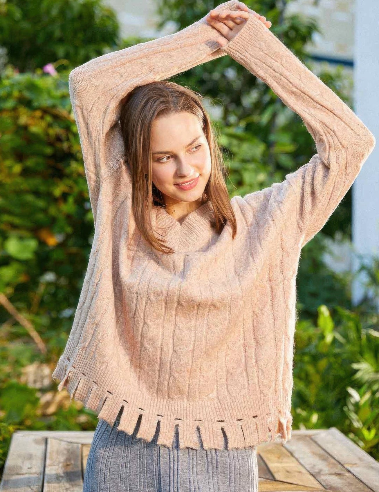 Solid Cable Knit Sweater | Sweaters Daverri Fashions