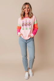 Sequin Nutcracker Round Neck Long Sleeve Top | Tops Daverri Fashions