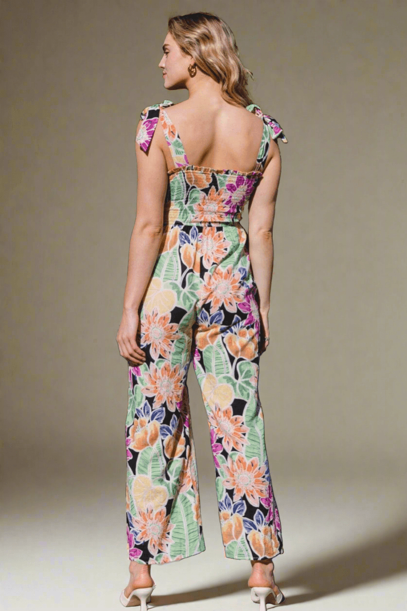 ODDI Full Size Floral Sleeveless Wide Leg Jumpsuit | Jumpsuits Daverri Fashions