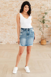 Judy Blue Plus Size High Rise Denim Skirt | Denim Skirts Daverri Fashions