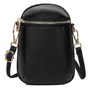 Black Compact Vegan Leather Crossbody Bag | Handbags Daverri Fashions
