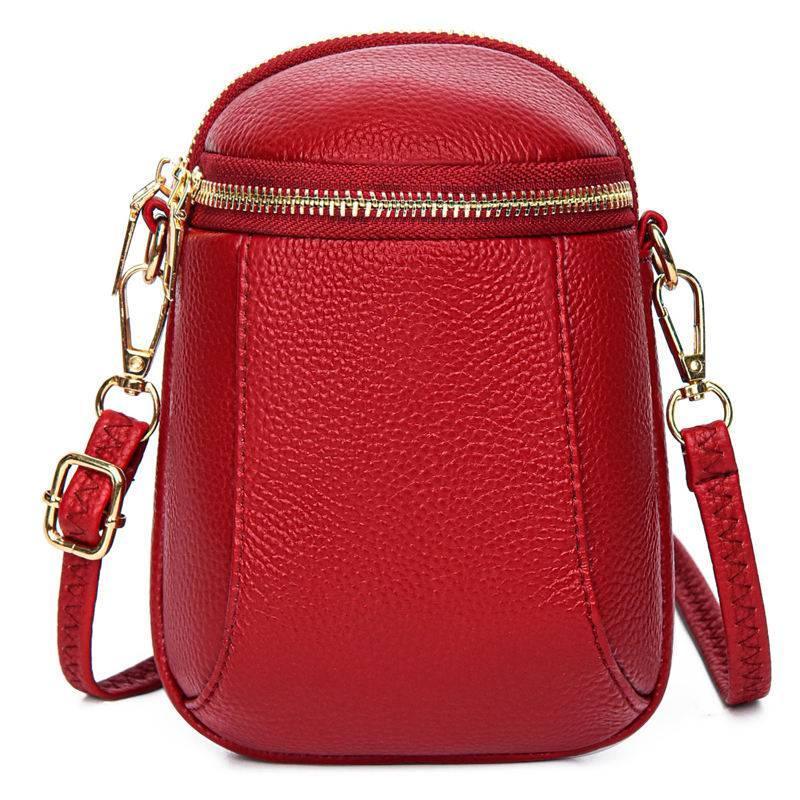 Red Compact Vegan Leather Crossbody Bag | Handbags Daverri Fashions