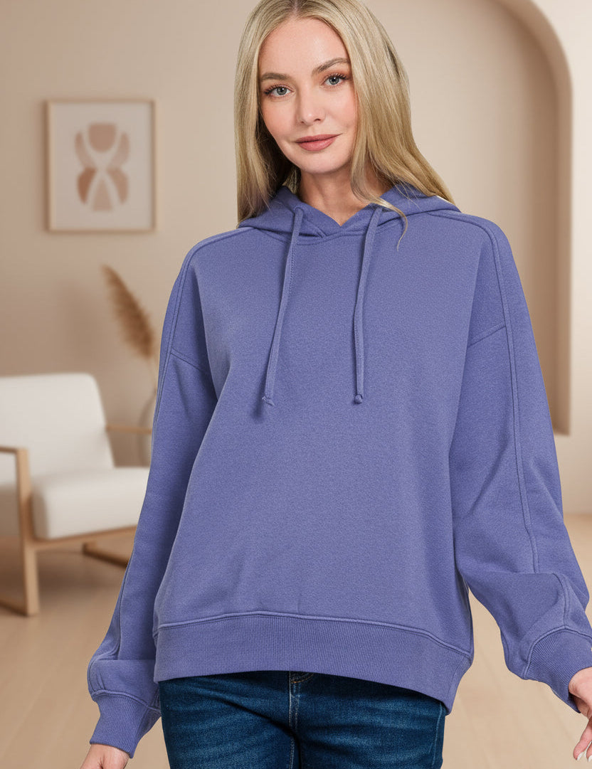 Zenana Drawstring Relaxed Fit Fleece Hoodie | Hoodies Daverri Fashions