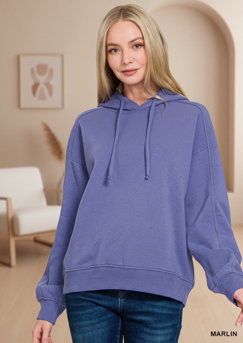 Zenana Drawstring Relaxed Fit Fleece Hoodie | Hoodies Daverri Fashions