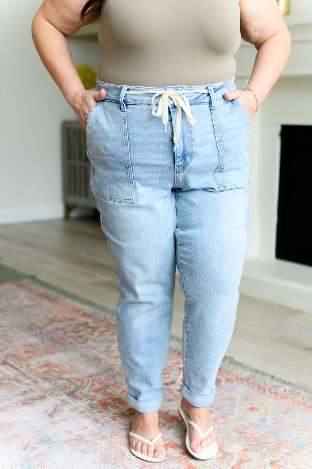 Light Wash Judy Blue High Rise Vintage Denim Jogger | Denim Joggers Daverri Fashions