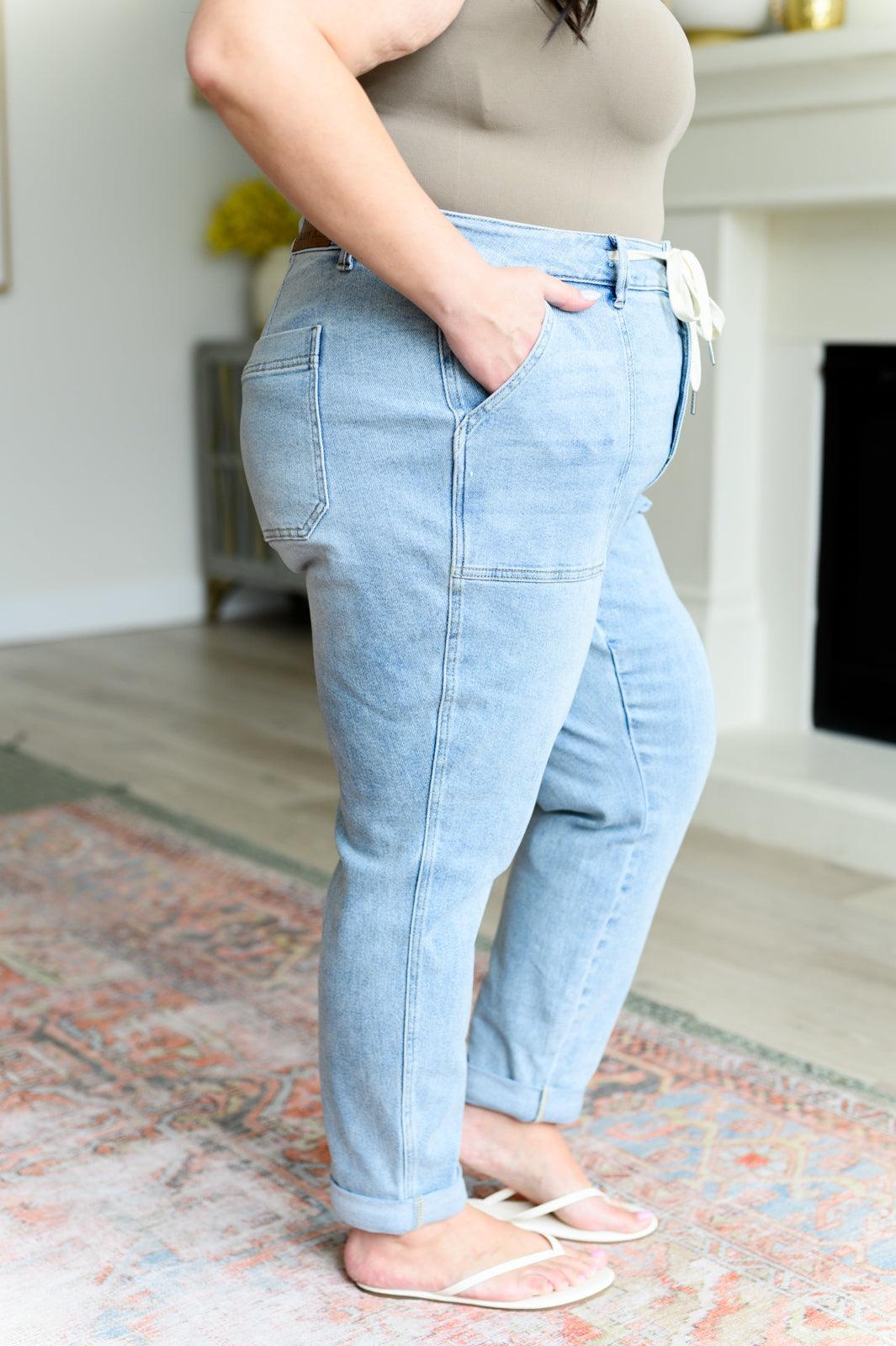 Judy Blue High Rise Vintage Denim Jogger | Denim Joggers Daverri Fashions