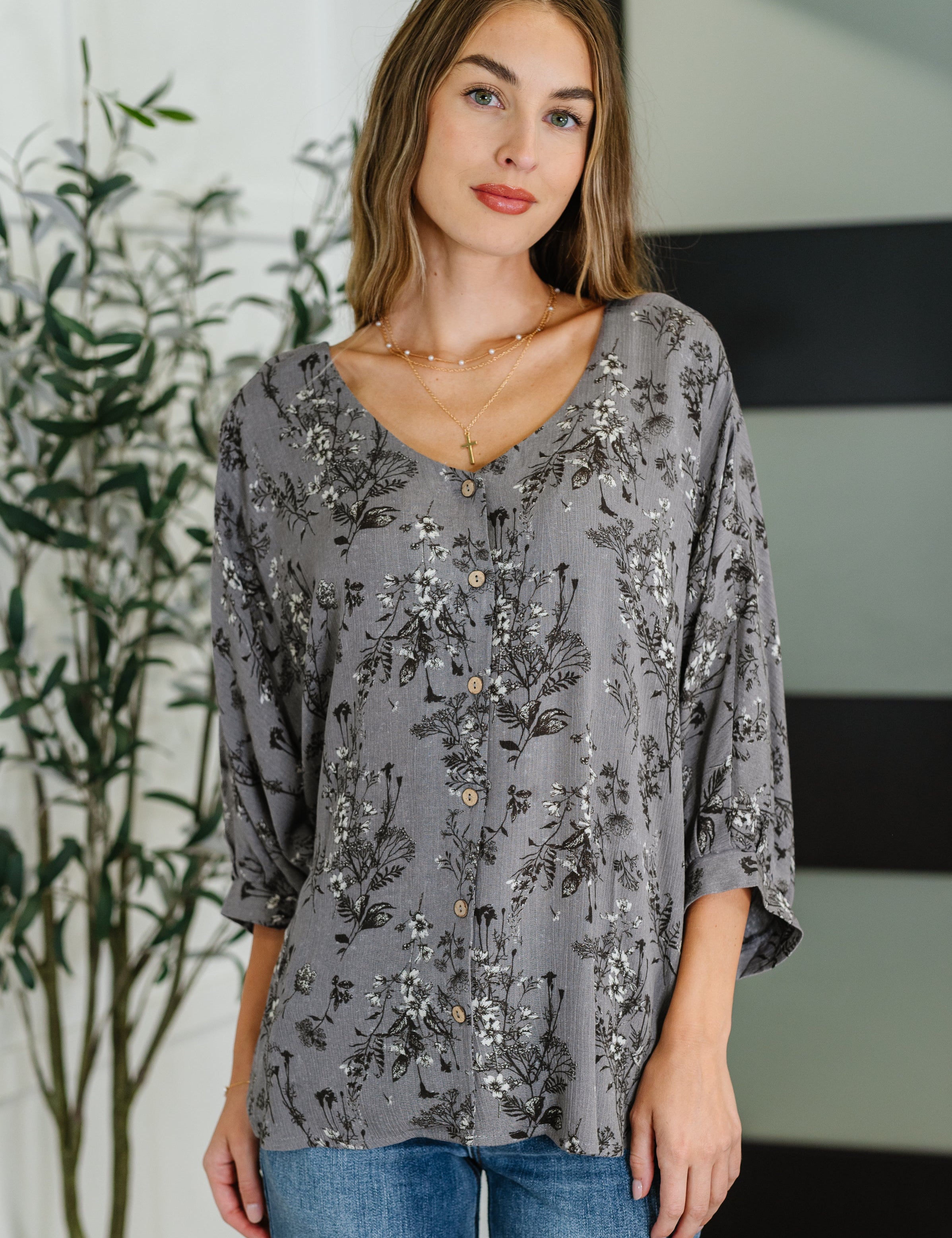 Falling in Deep Crinkle Woven Blouse Dune Grey | Womens Daverri Fashions