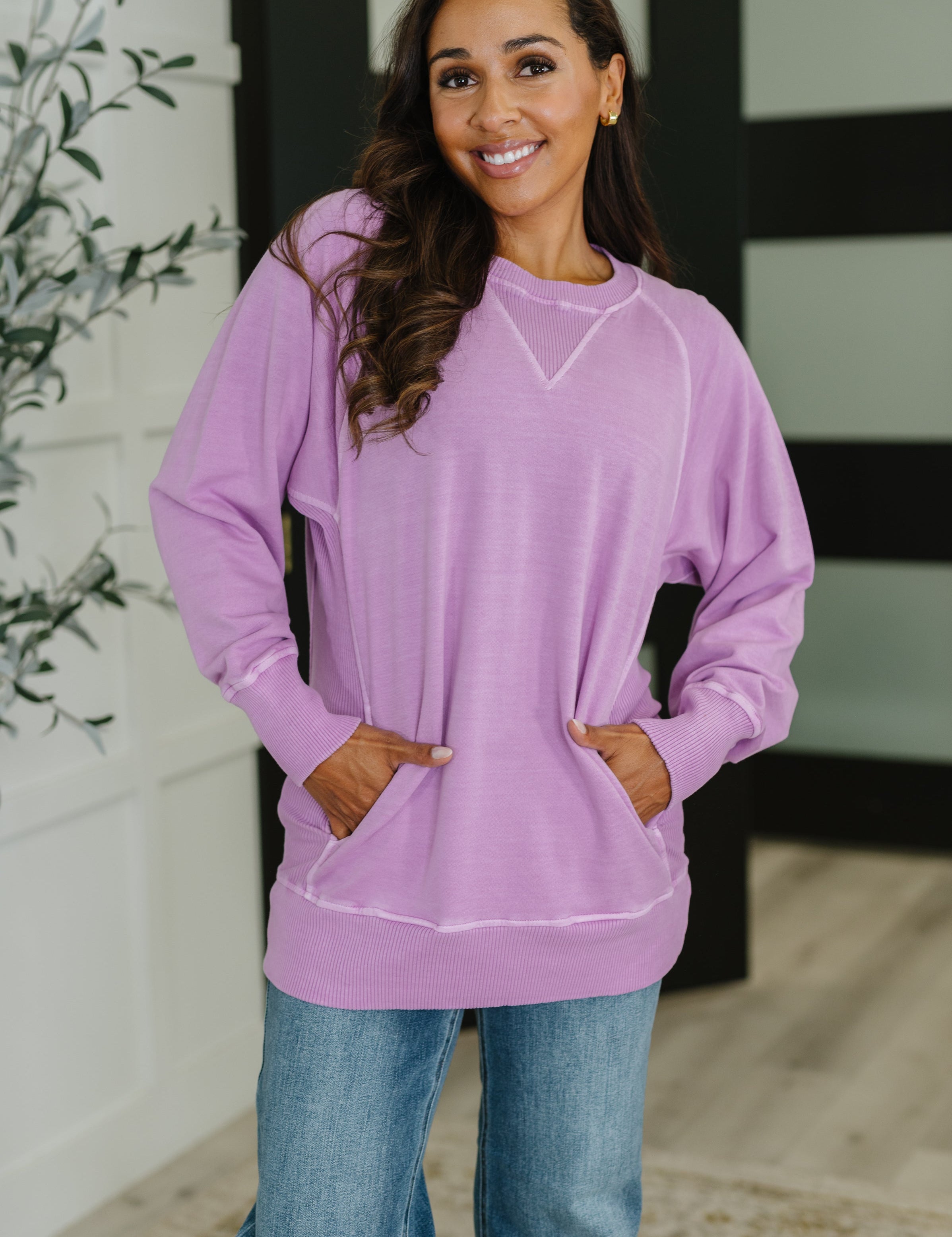 For the Experience Relaxed Pullover in Lavender | Womens Daverri Fashions