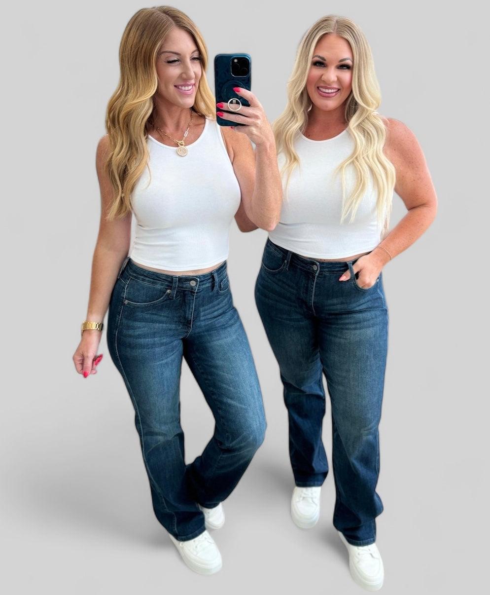 Muriel Mid Rise Control Top Classic Straight Jeans | Jeans Daverri Fashions