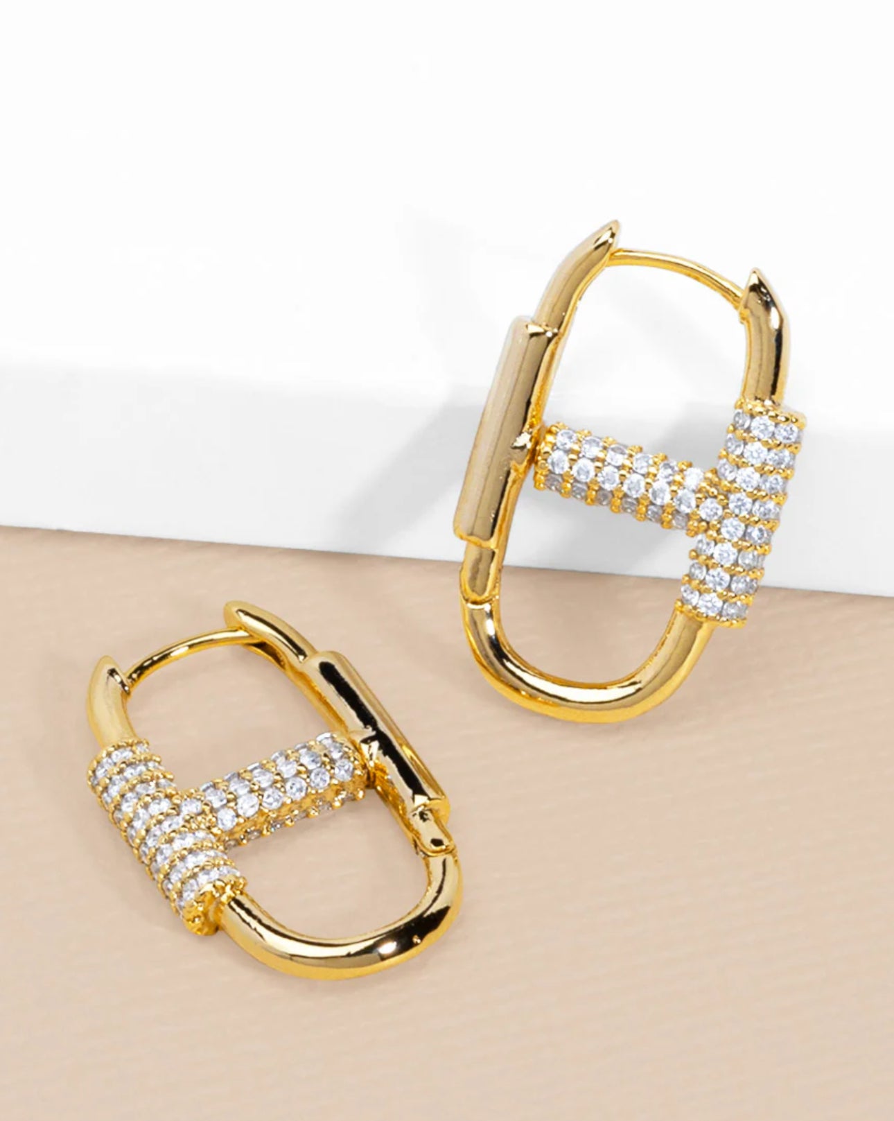 Pavé Mariner Link Hoop Earrings | Earrings Daverri Fashions