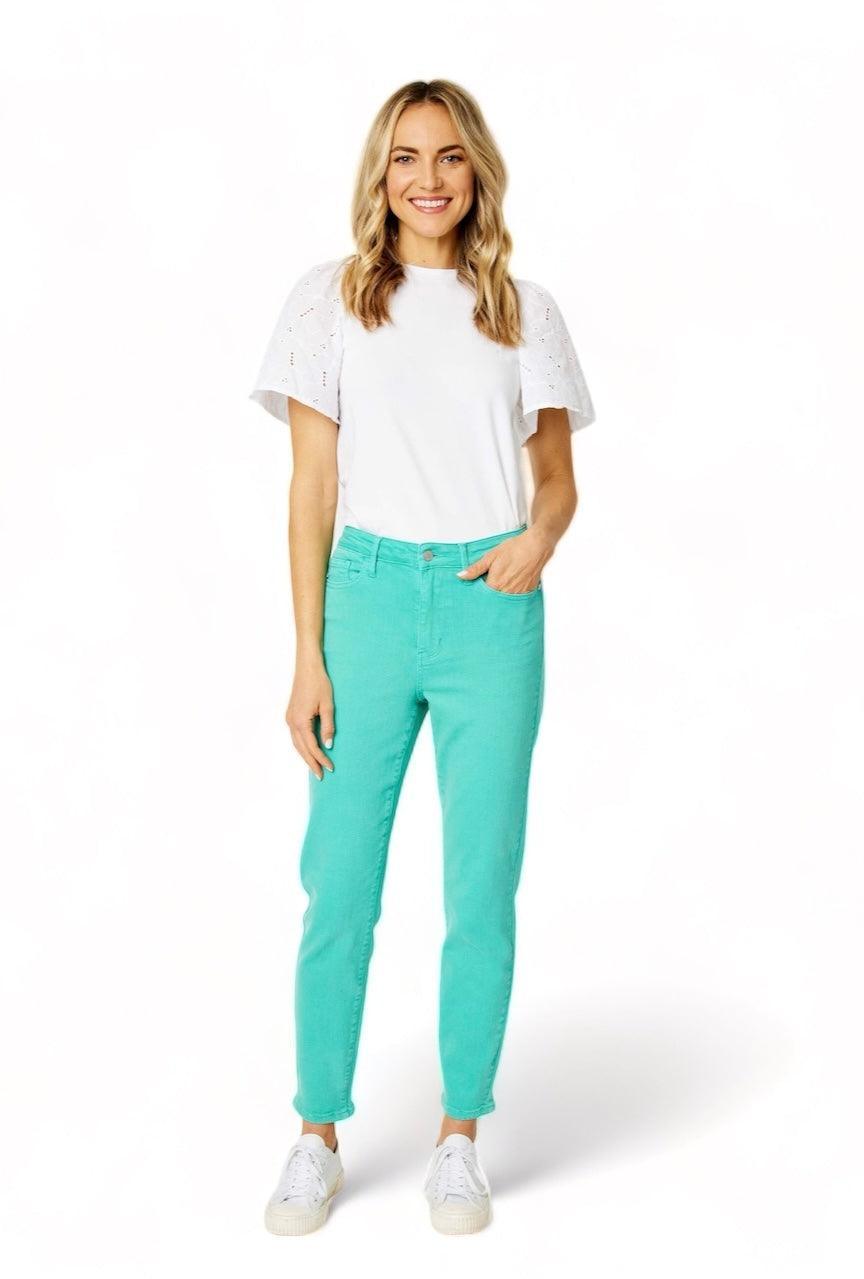 Aquamarine Judy Blue High Rise Slim Fit Jeans | Jeans Daverri Fashions