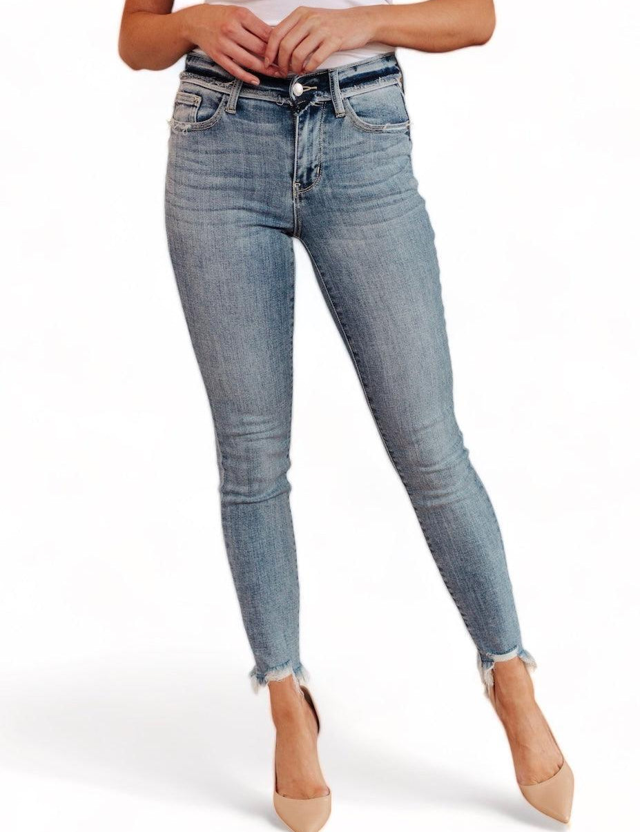 Mid Rise Distressed Ankle Judy Blue Skinny Jeans | Jeans Daverri Fashions