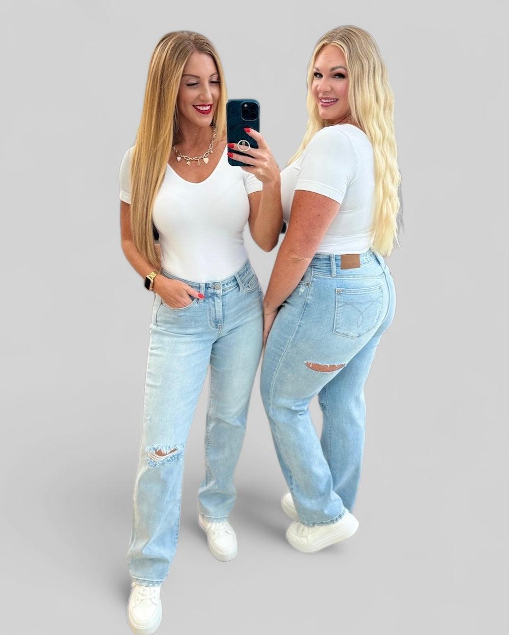 Judy Blue High Rise 90's Straight Jeans | Jeans Daverri Fashions