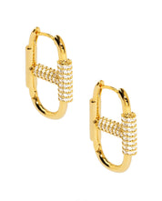 Gold Pavé Mariner Link Hoop Earrings | Earrings Daverri Fashions