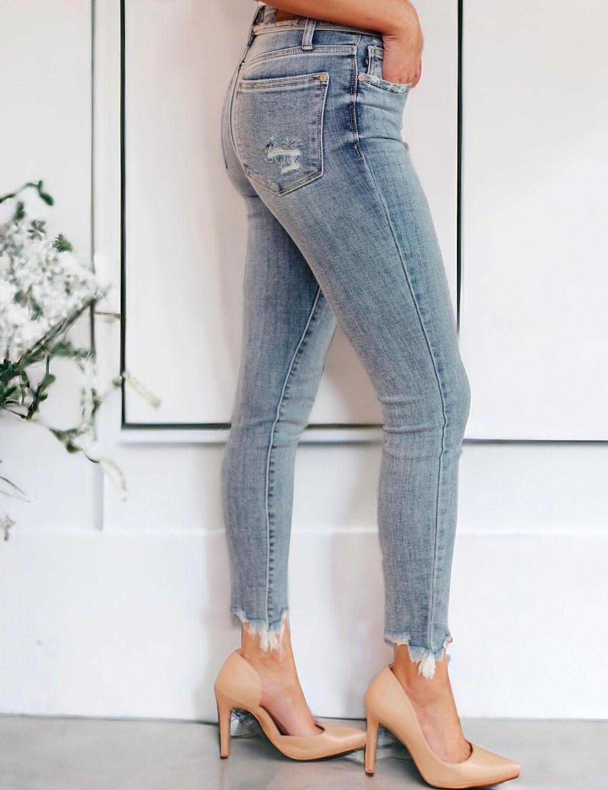Mid Rise Distressed Ankle Judy Blue Skinny Jeans | Jeans Daverri Fashions