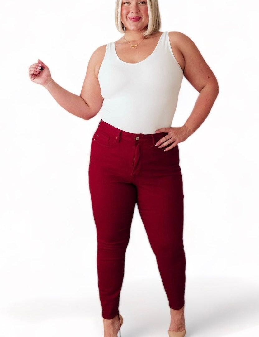 Scarlet Red Judy Blue Plus Size Control Top Jeans | Jeans Daverri Fashions
