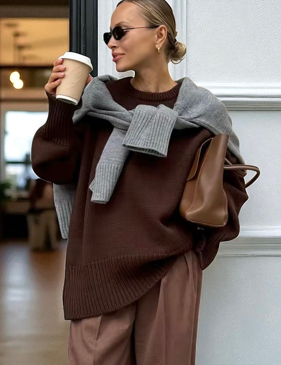 Ribbed Hem Round Neck Sweater | Sweaters Daverri Fashions