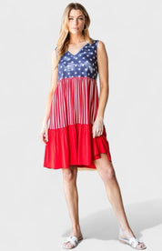 Heimish Full Size US Flag Theme Contrast Tank Dress S | Tank Dresses Daverri Fashions