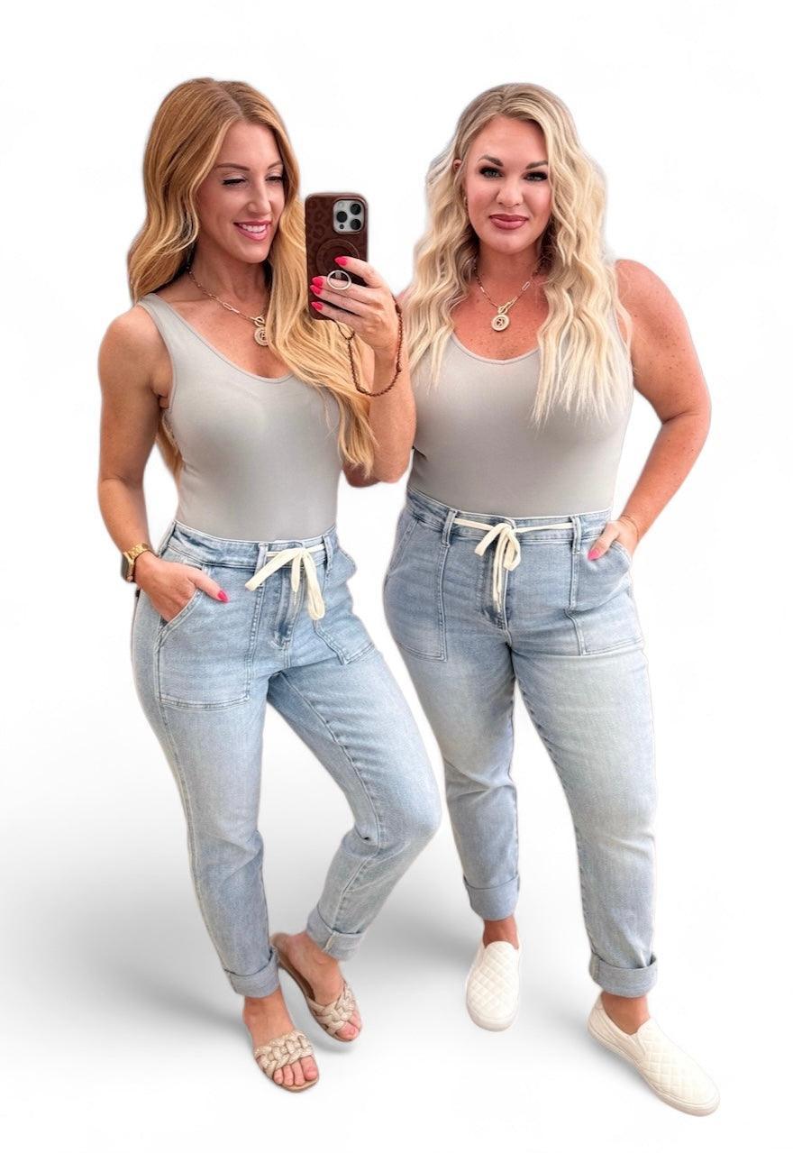 Judy Blue High Rise Vintage Denim Jogger | Denim Joggers Daverri Fashions