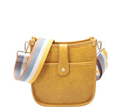 Mustard Guitar Strap Vegan Leather Crossbody Bag | Handbags Daverri Fashions